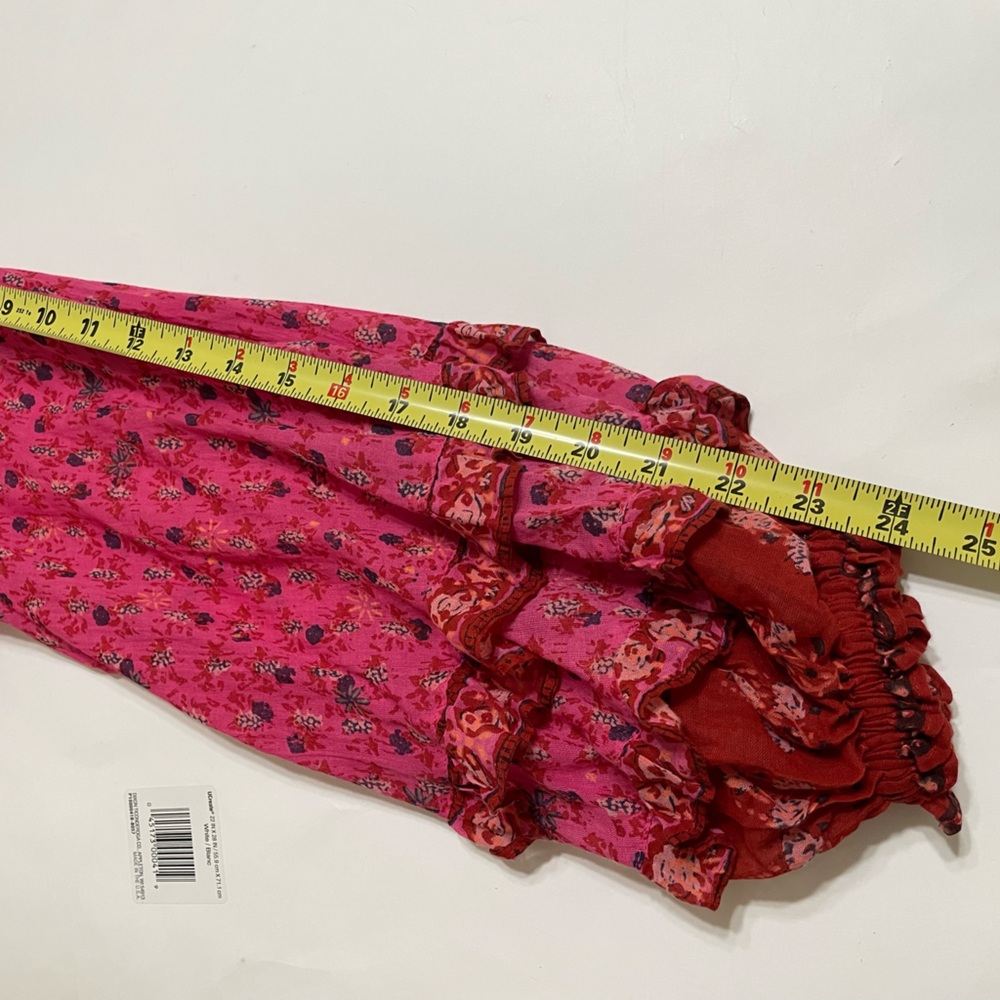 FREE PEOPLE Jenna Floral Ruffle Blouse Raspberry Red Flowy Feminine Size Small - Picture 14 of 15
